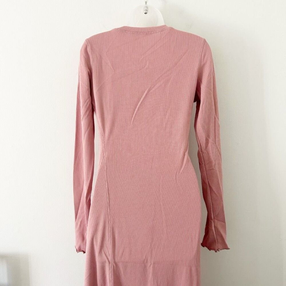 Halara Stunning Maxi Dress with Flare Hem Ribbed Lettuce Edge Long Sleeve S NWT - Picture 9 of 15